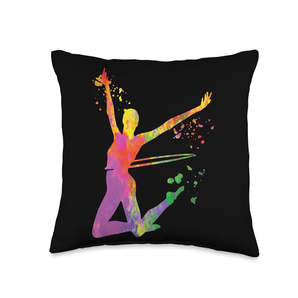 1494 Gymnast with Hoop Girls Kids Rhythmic Gymnastics Throw Pillow